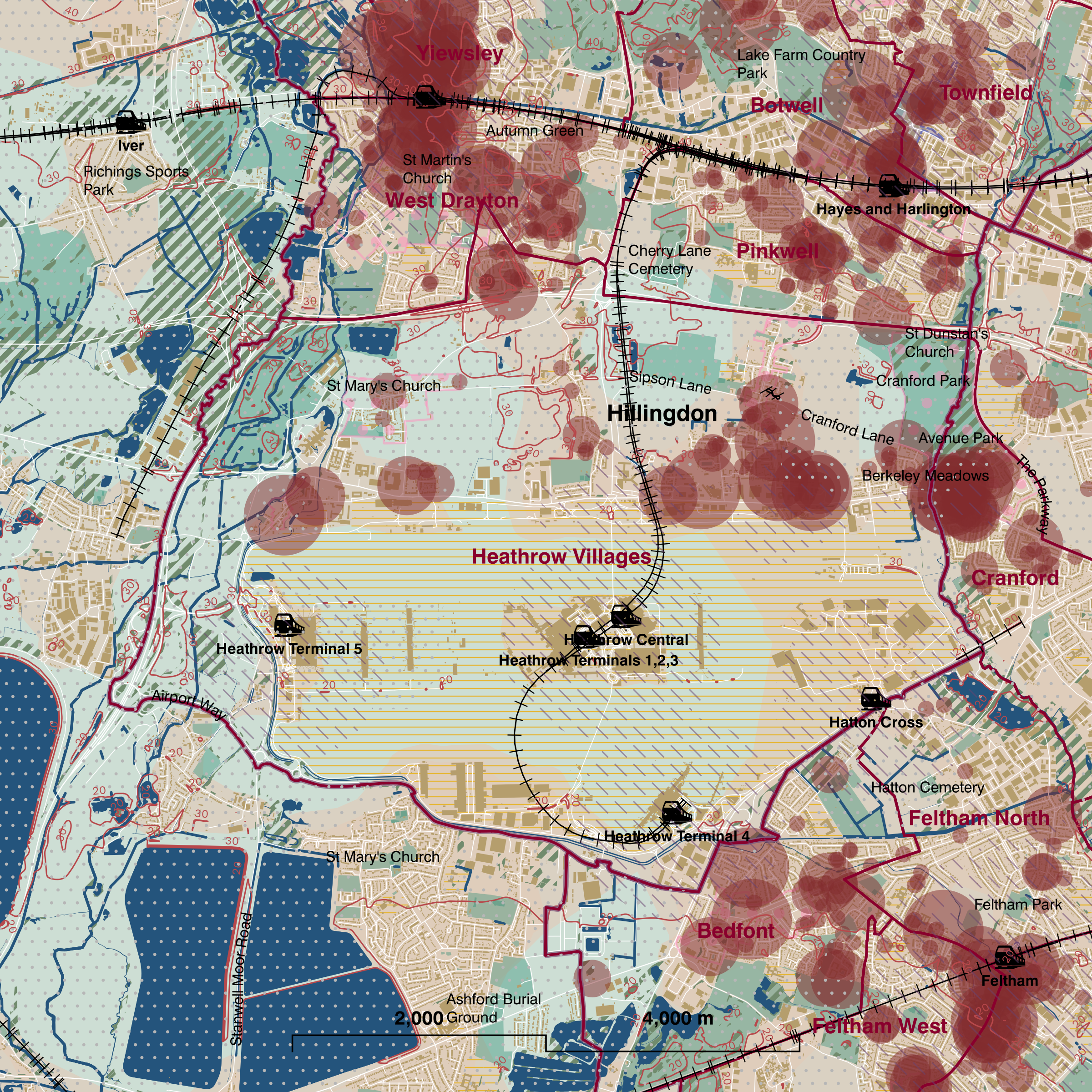 Map of Heathrow Villages ward