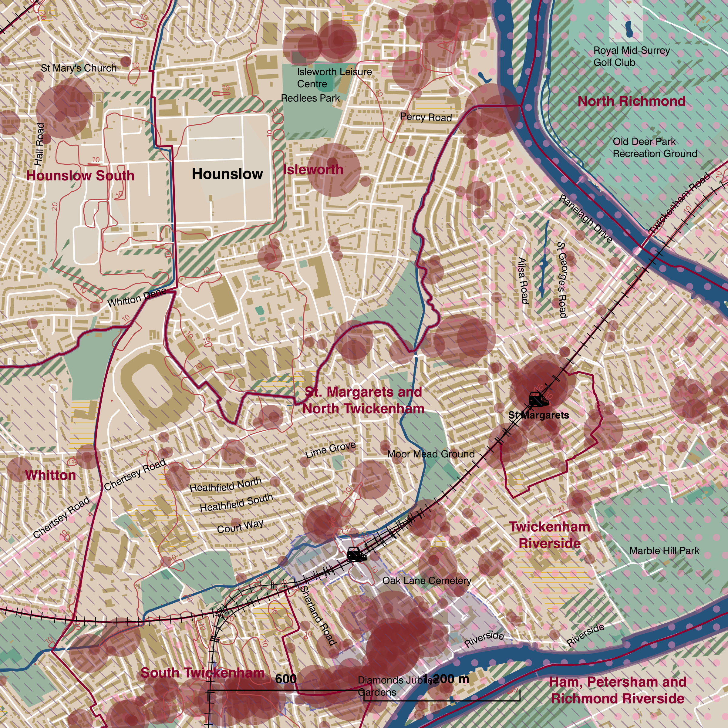 Map of St. Margarets and North Twickenham ward