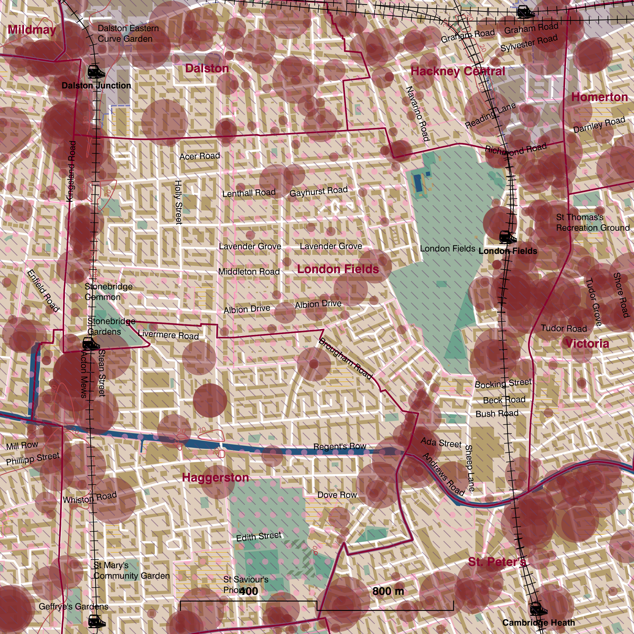 Map of London Fields ward
