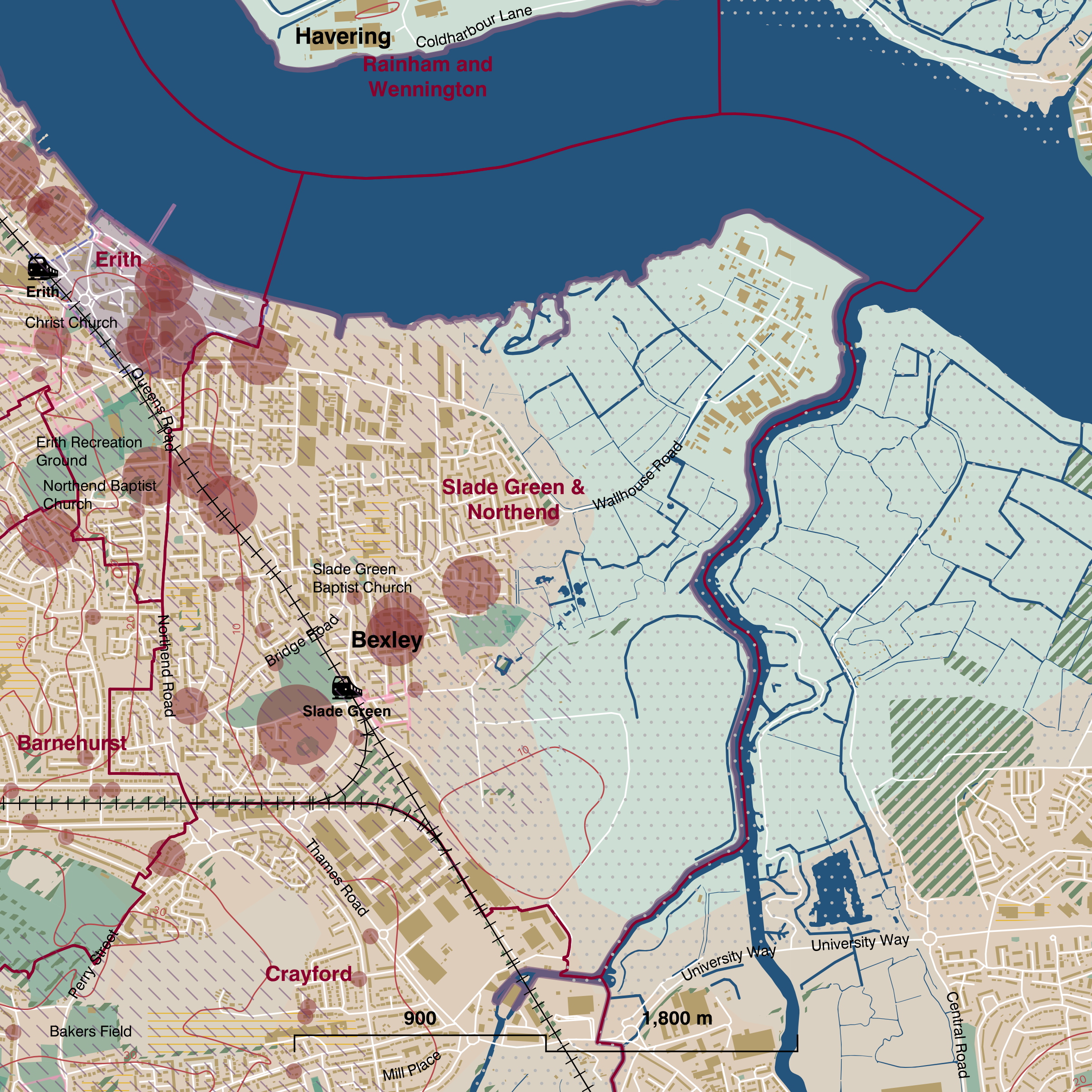 Map of Slade Green & Northend ward