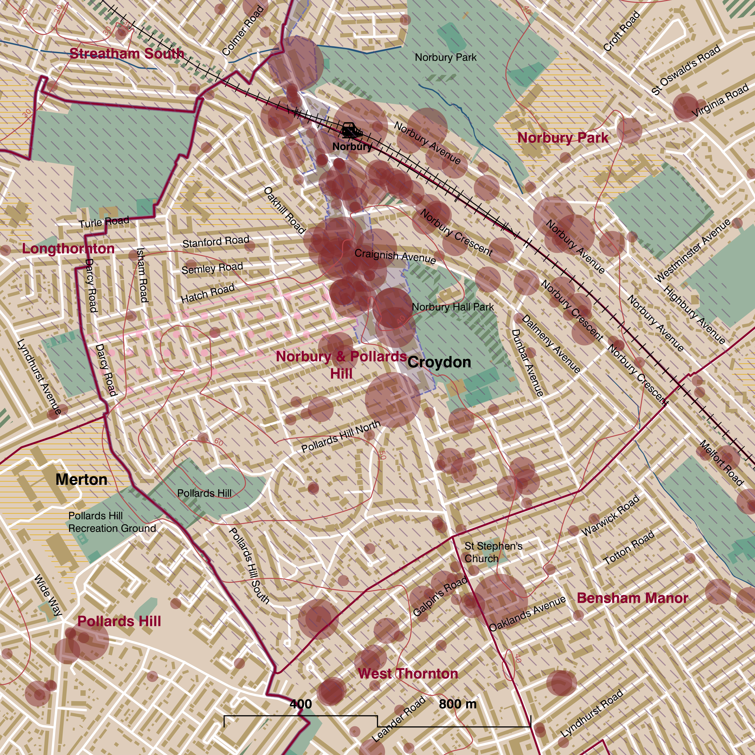 Map of Norbury & Pollards Hill ward