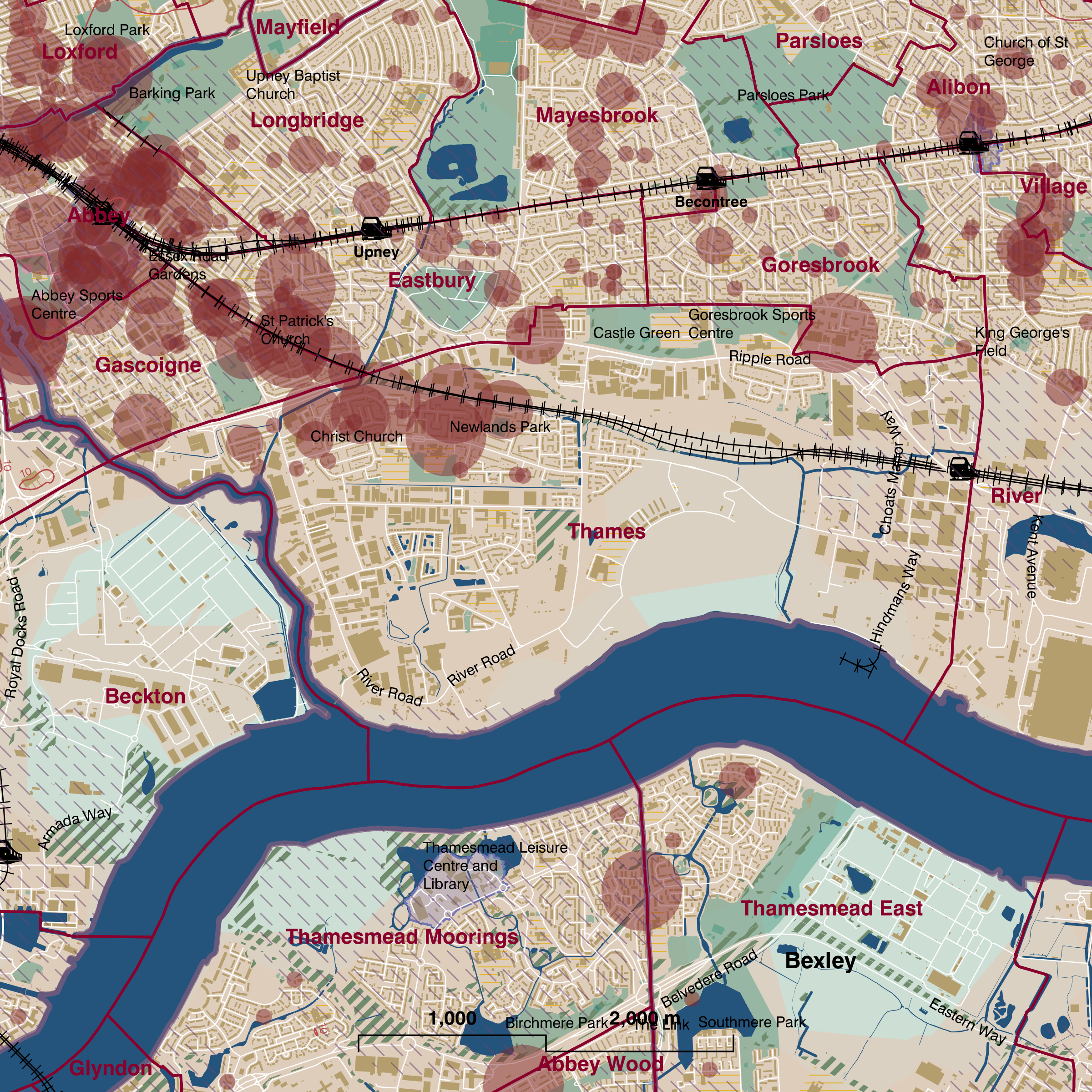 Map of Thames ward