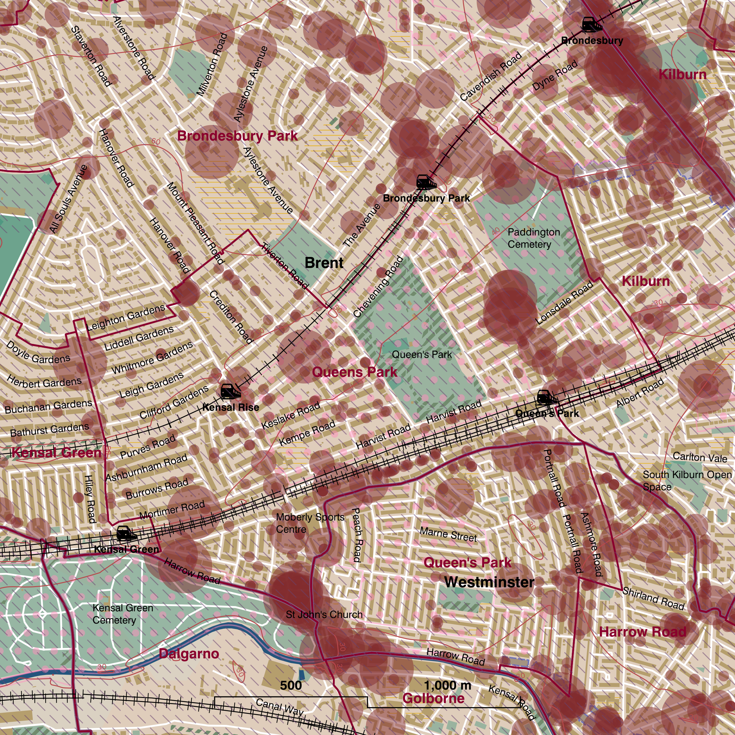 Map of Queens Park ward
