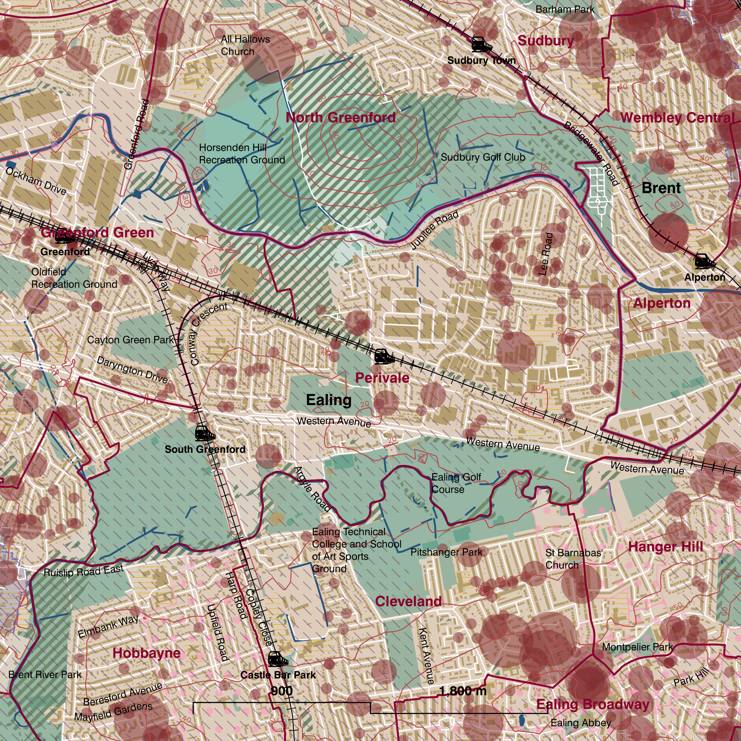 Map of Perivale ward