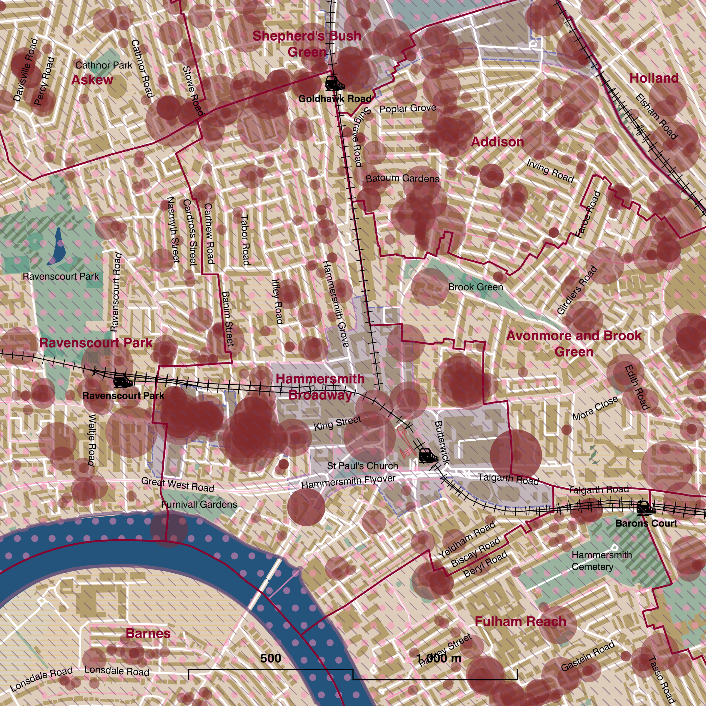Map of Hammersmith Broadway ward