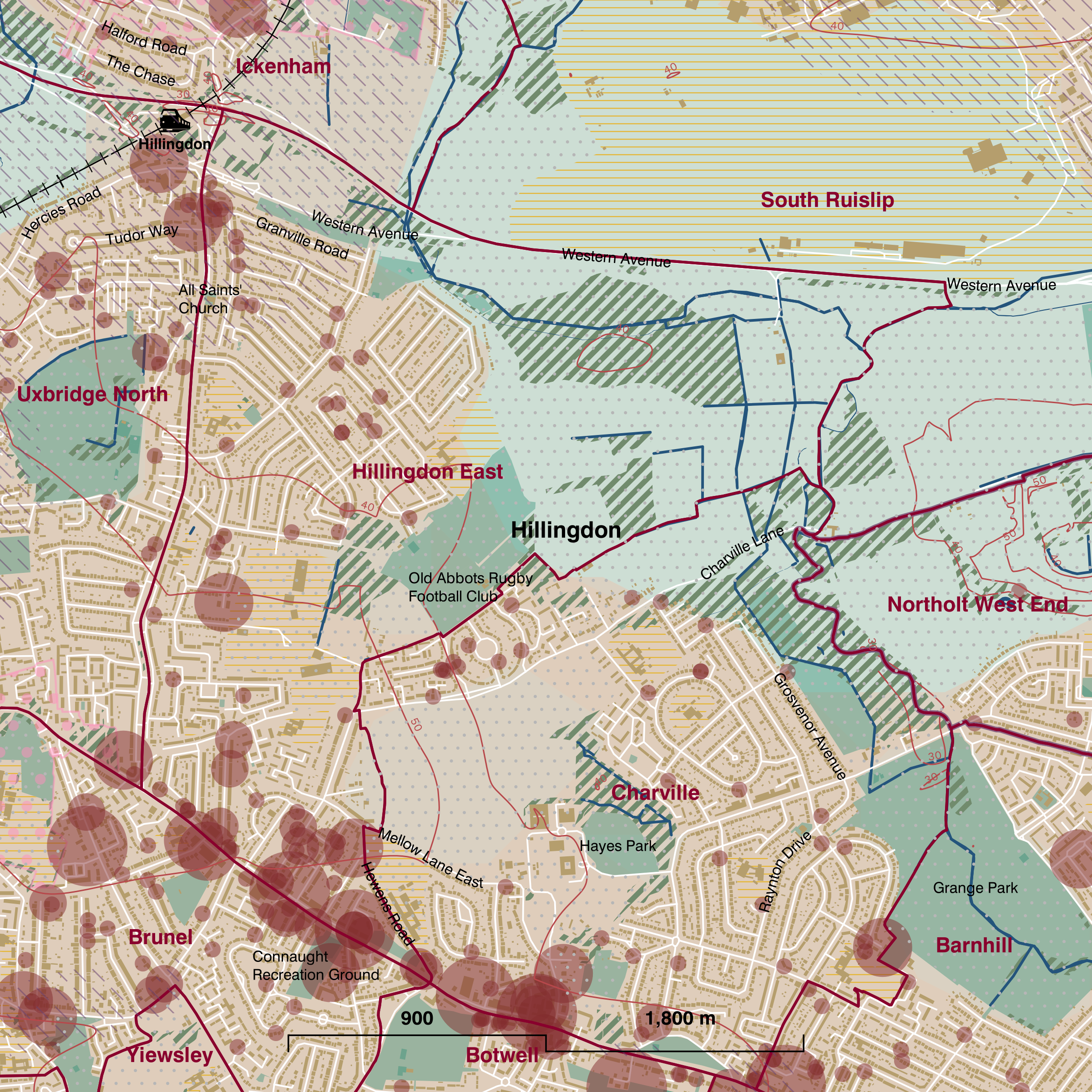 Map of Hillingdon East ward