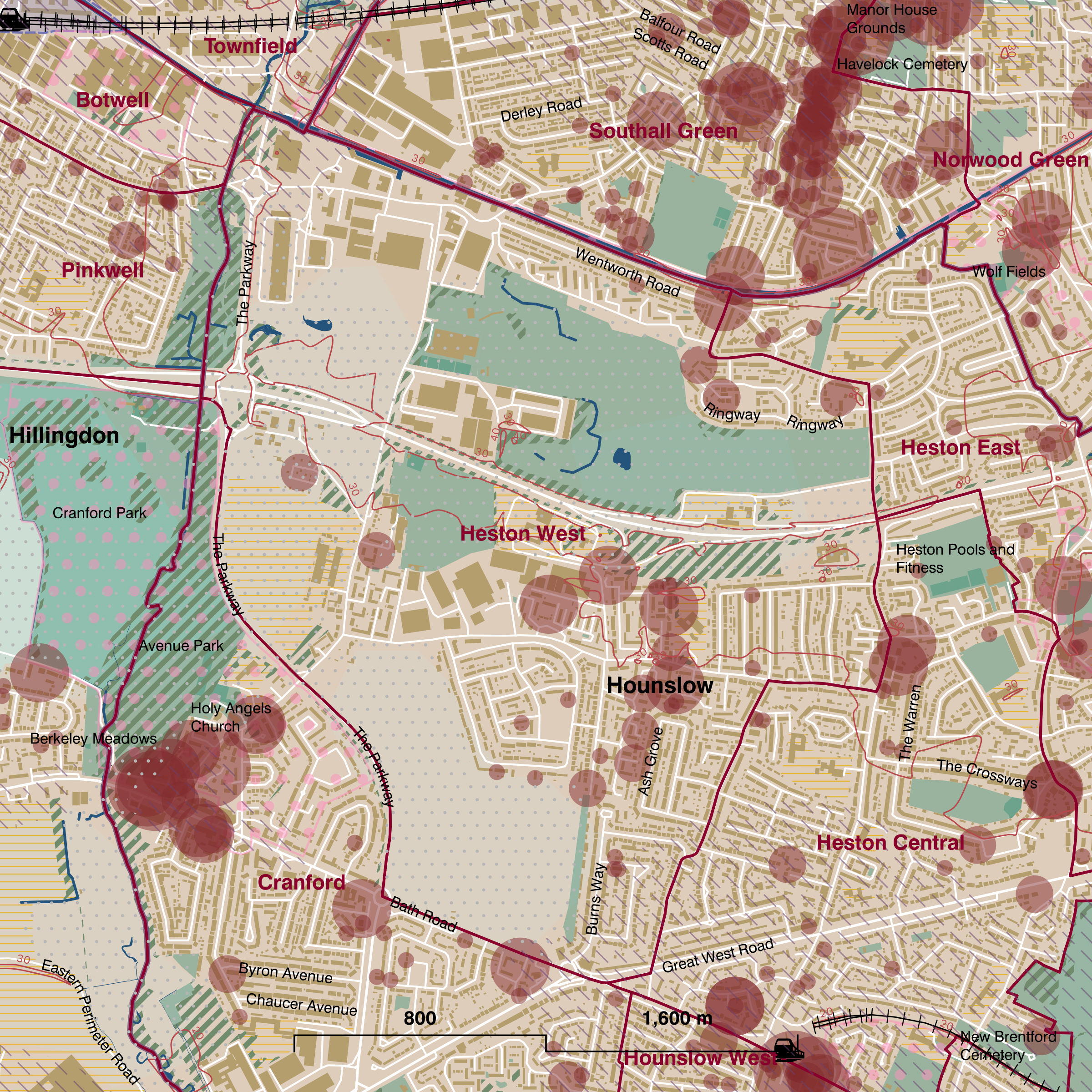 Map of Heston West ward