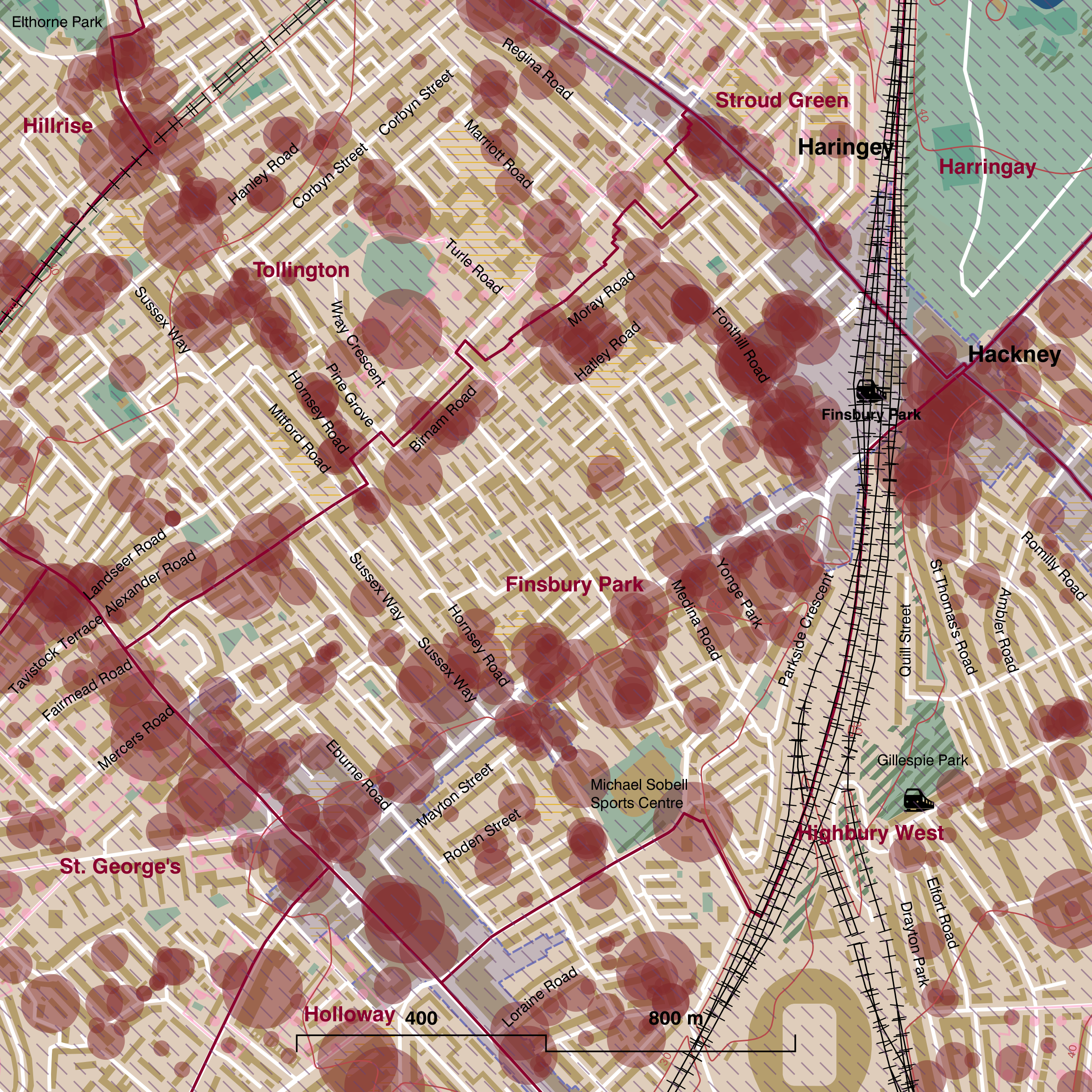 Map of Finsbury Park ward