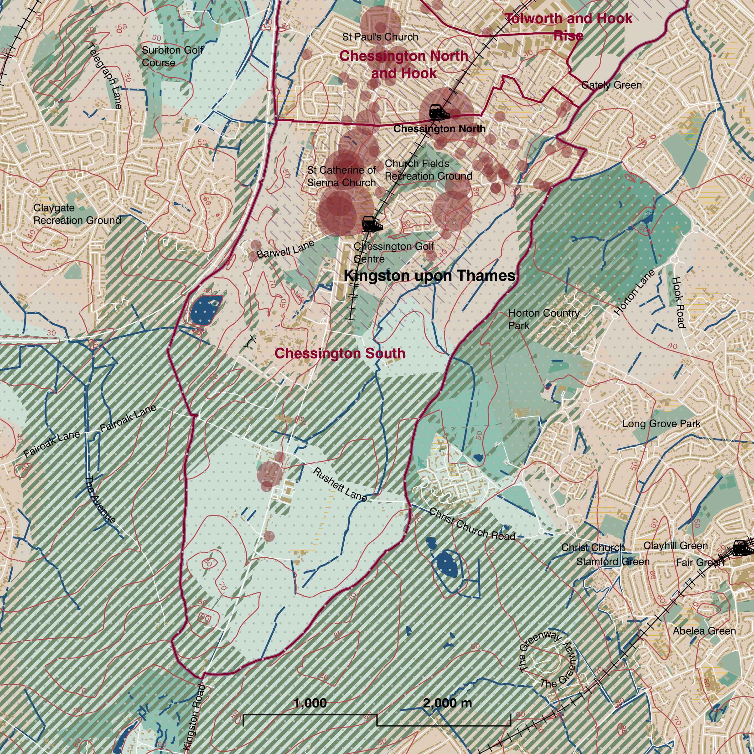 Map of Chessington South ward