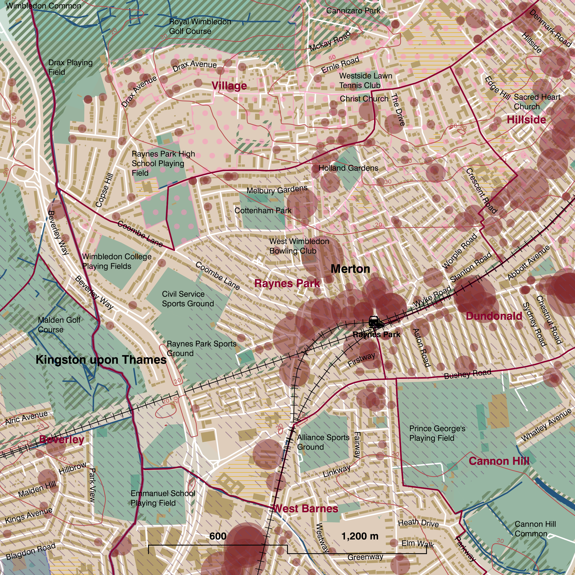 Map of Raynes Park ward