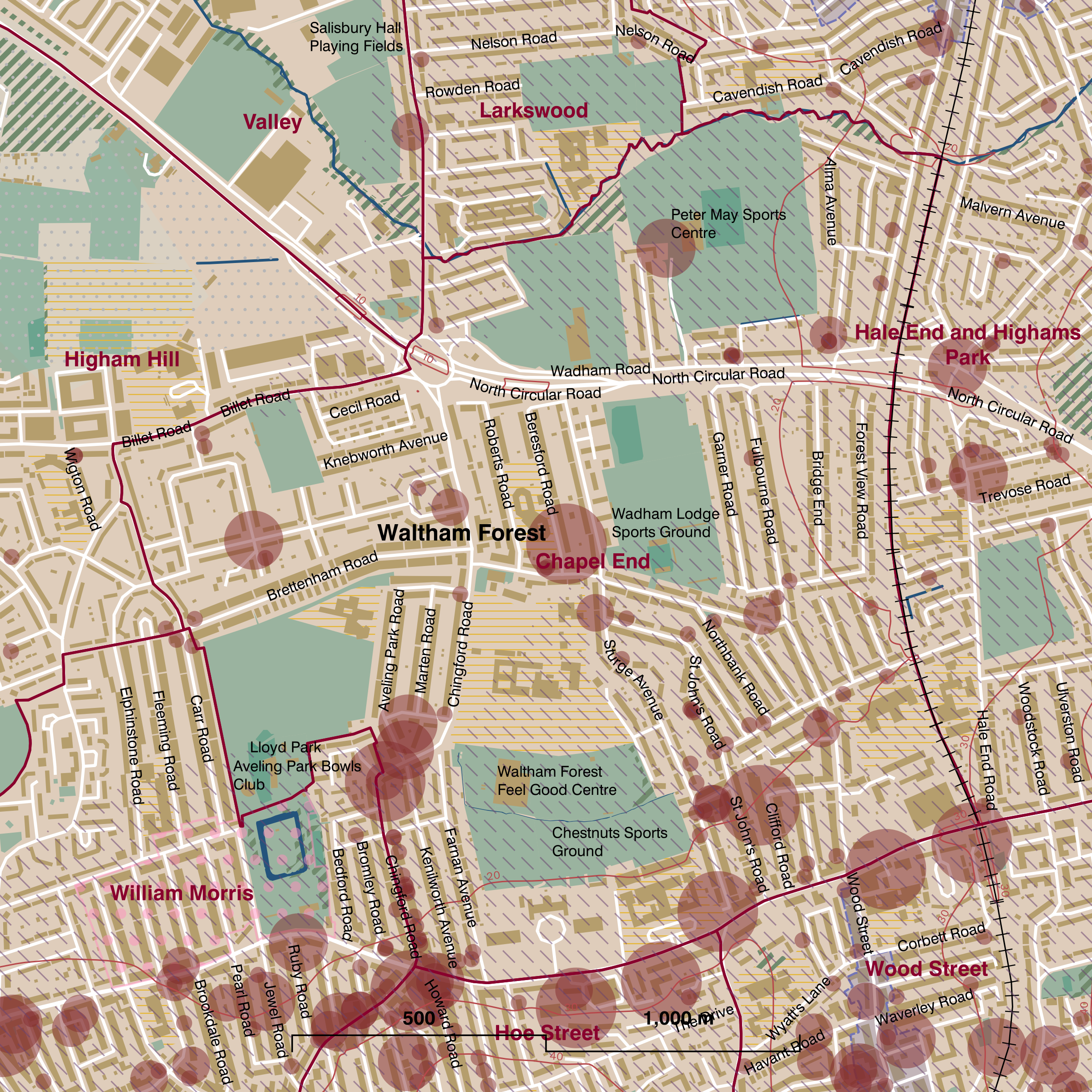 Map of Chapel End ward
