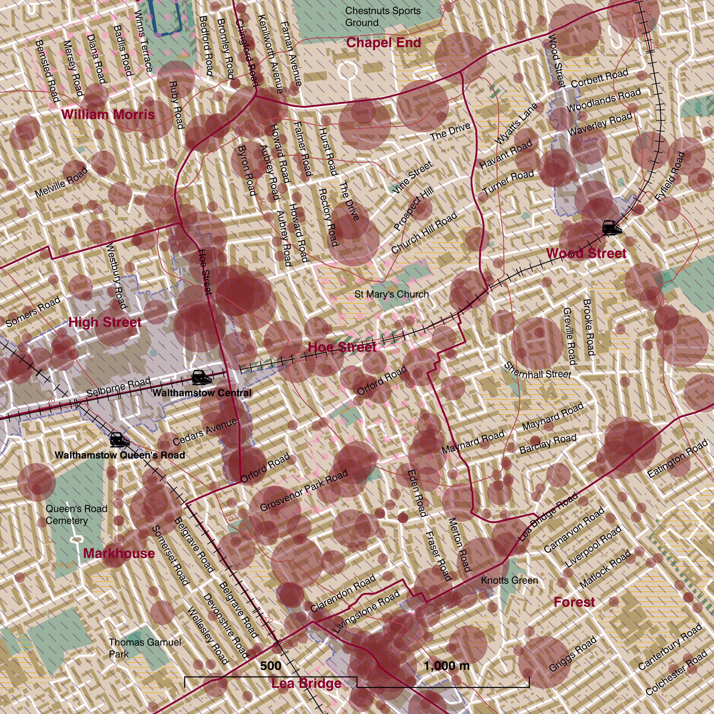 Map of Hoe Street ward