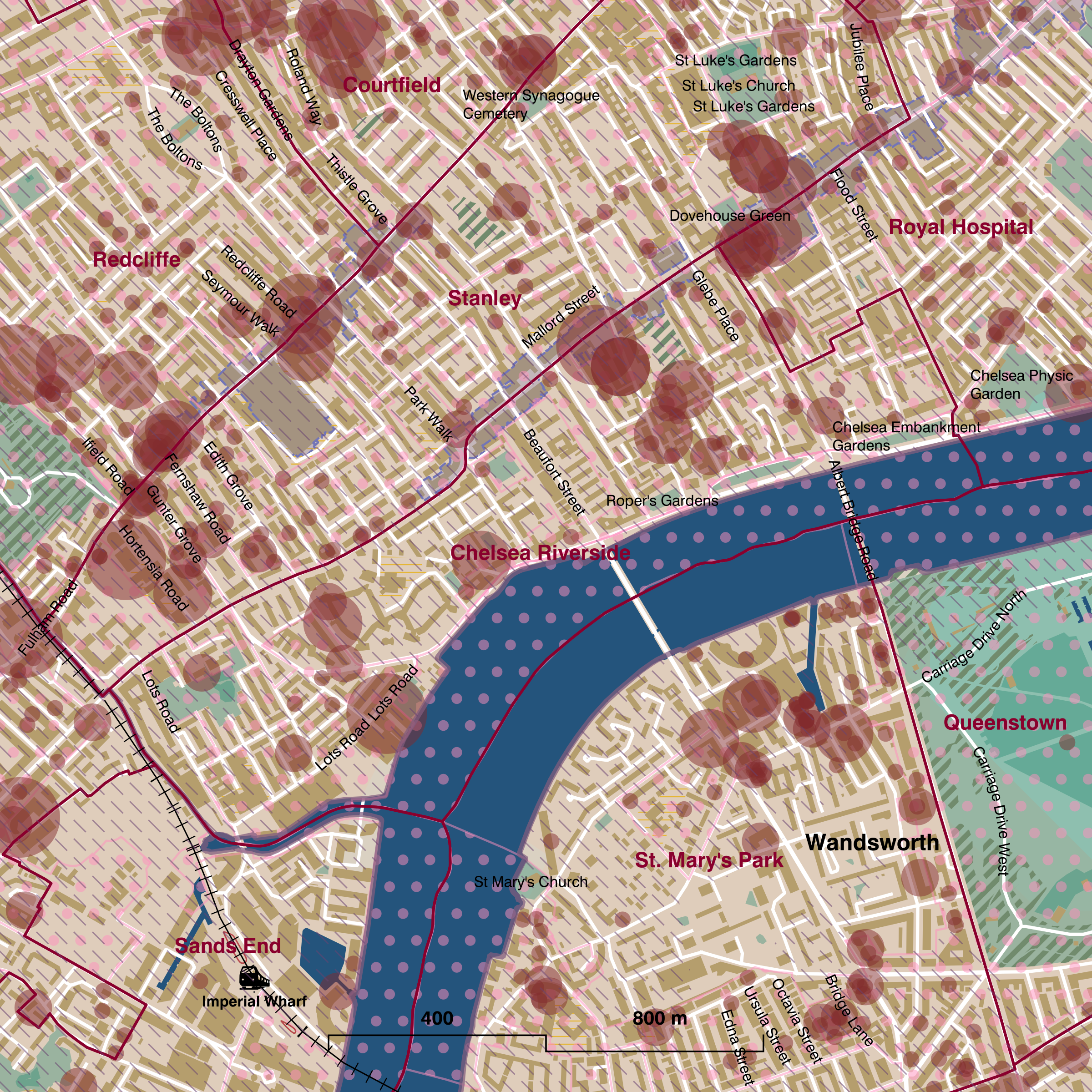 Map of Chelsea Riverside ward