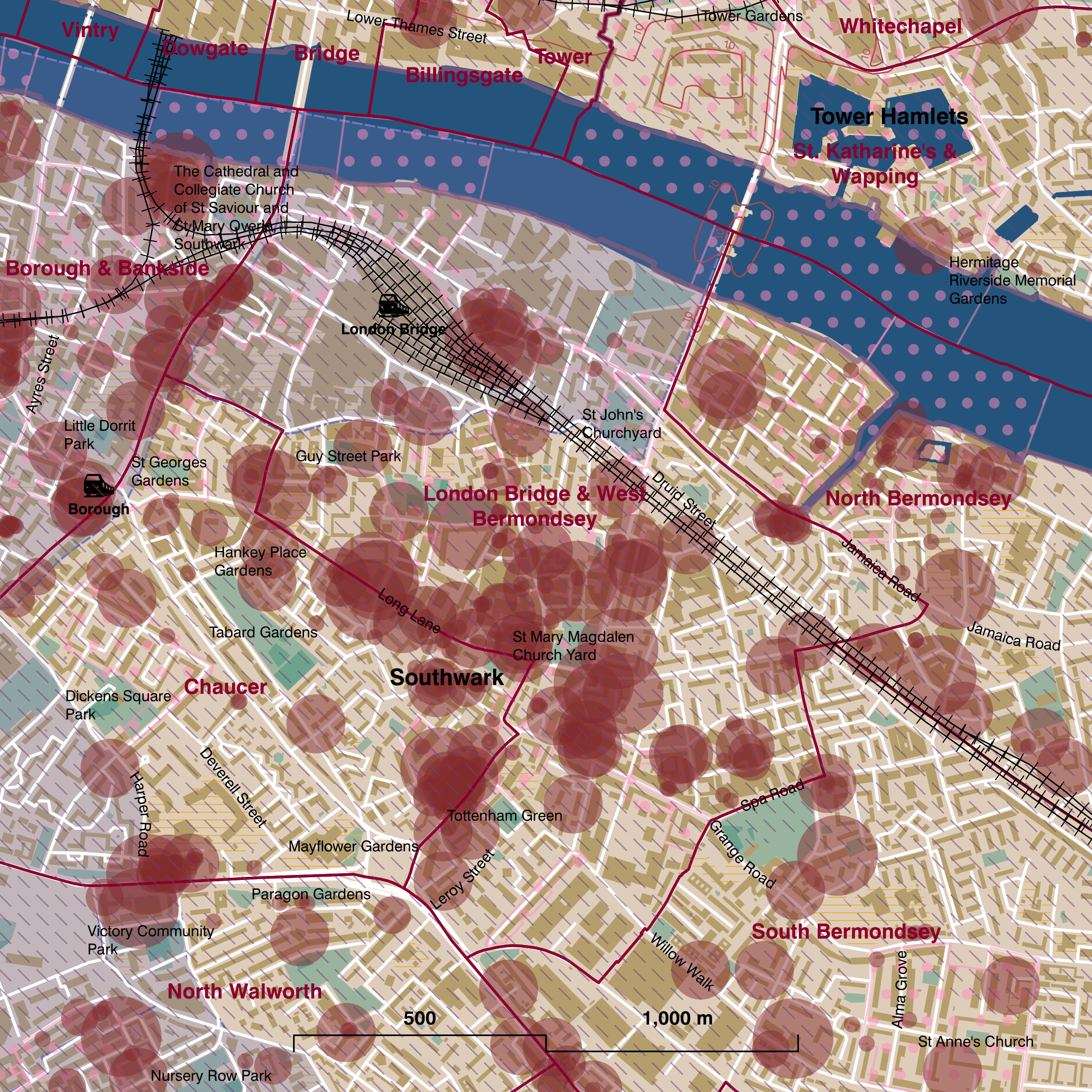 Map of London Bridge & West Bermondsey ward