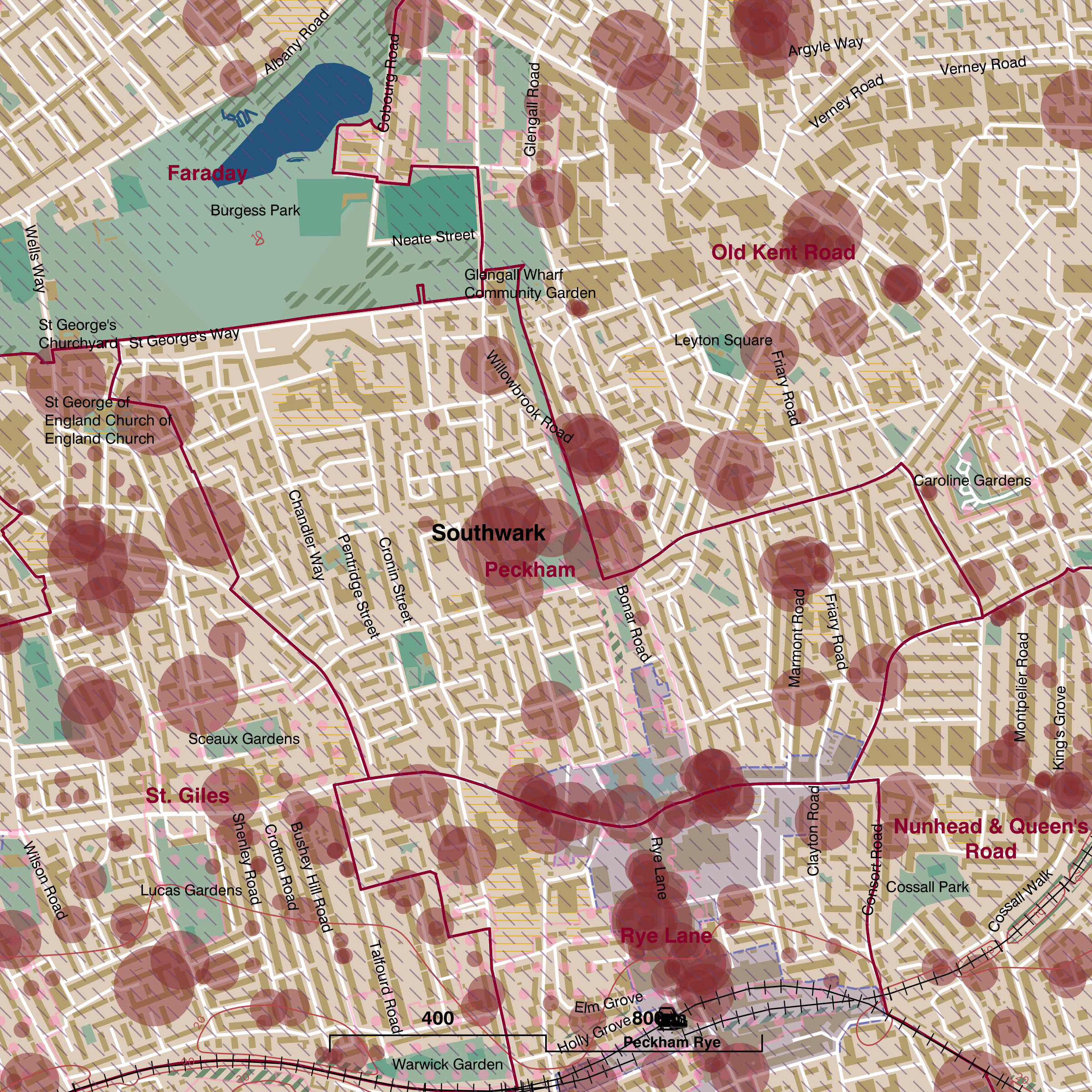 Map of Peckham ward