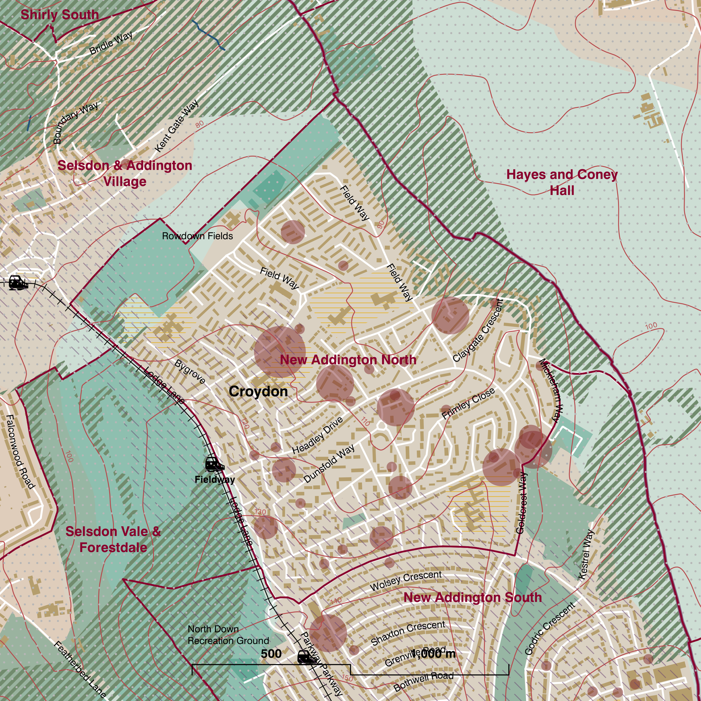 Map of New Addington North ward