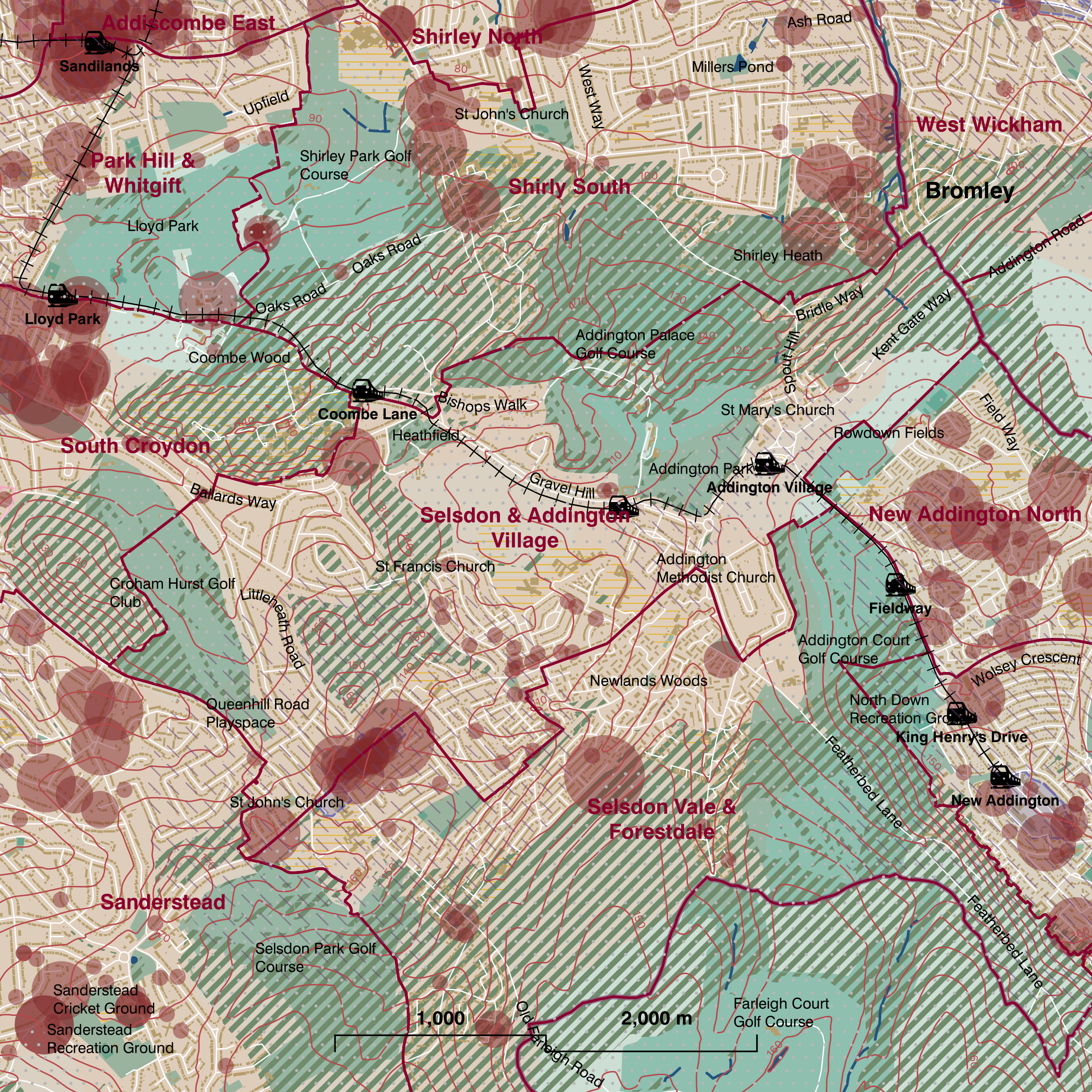 Map of Selsdon & Addington Village ward